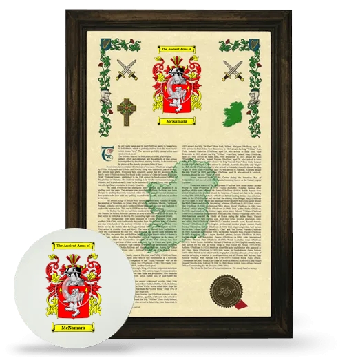 McNamara Framed Armorial History and Mouse Pad - Brown