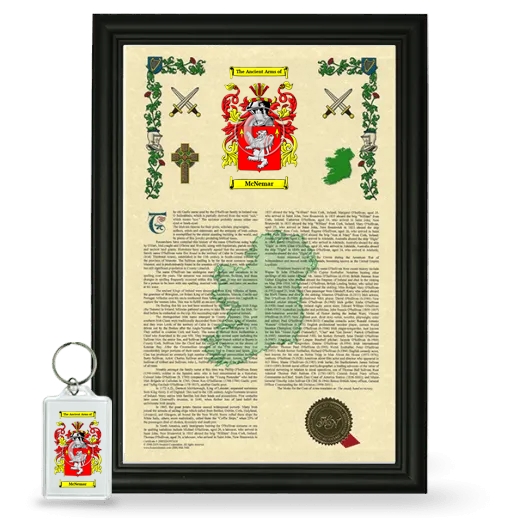 McNemar Framed Armorial History and Keychain - Black