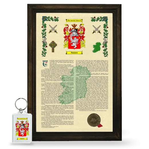 Namara Framed Armorial History and Keychain - Brown