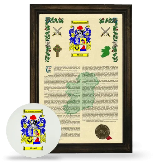 McNeil Framed Armorial History and Mouse Pad - Brown
