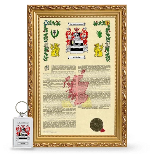 McNedar Framed Armorial History and Keychain - Gold
