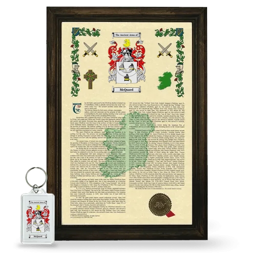 McQuaed Framed Armorial History and Keychain - Brown