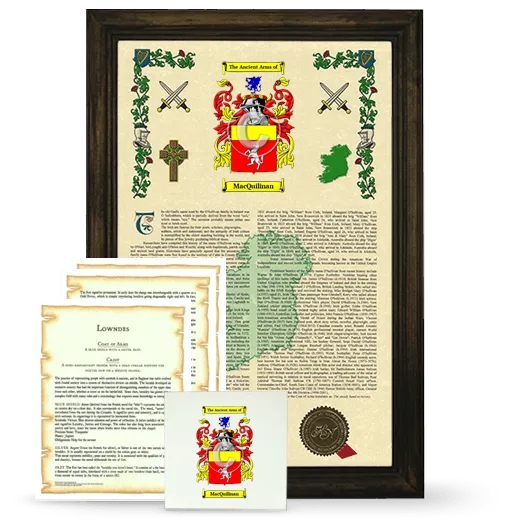 MacQuilinan Framed Armorial, Symbolism and Large Tile - Brown