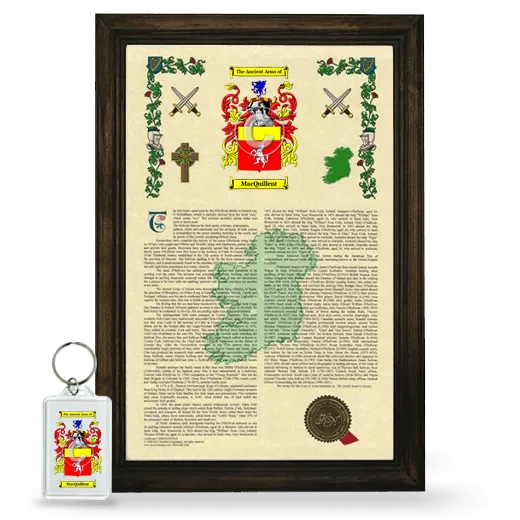 MacQuillent Framed Armorial History and Keychain - Brown