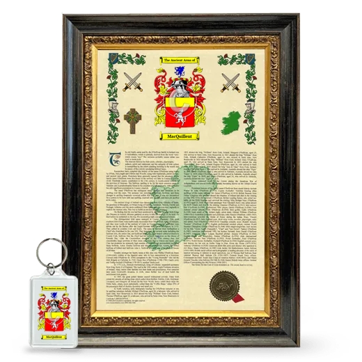 MacQuillent Framed Armorial History and Keychain - Heirloom
