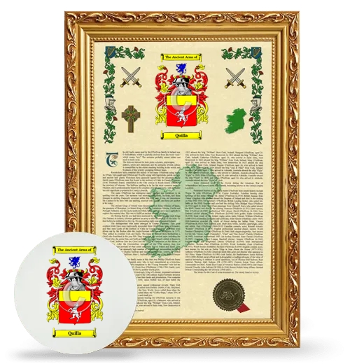 Quilla Framed Armorial History and Mouse Pad - Gold