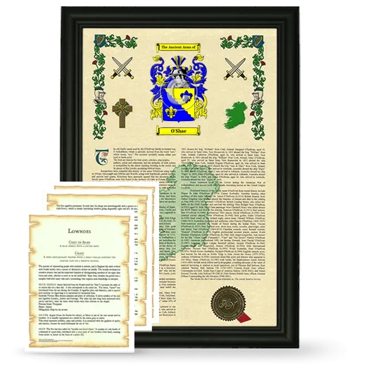 O'Shae Framed Armorial History and Symbolism - Black