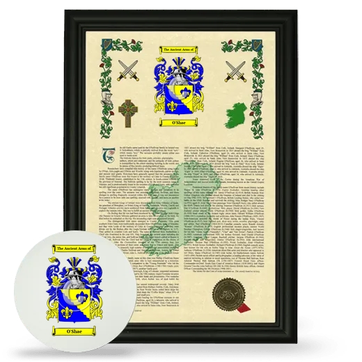 O'Shae Framed Armorial History and Mouse Pad - Black