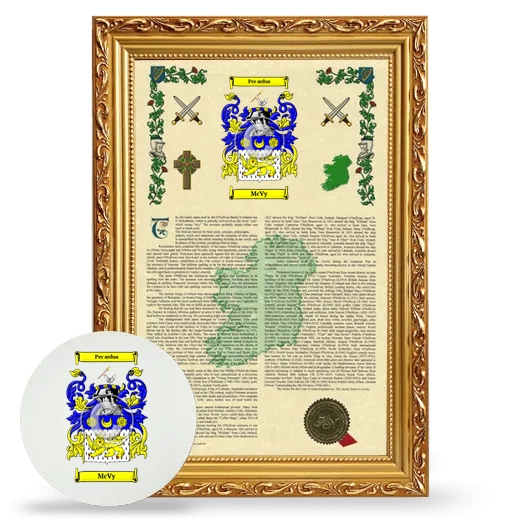 McVy Framed Armorial History and Mouse Pad - Gold