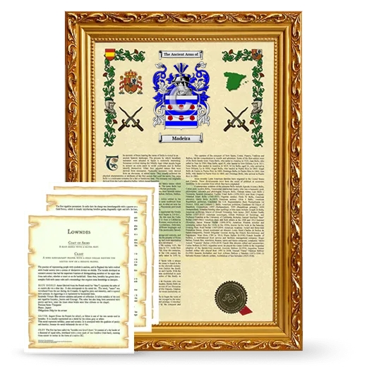 Madeira Framed Armorial History and Symbolism - Gold