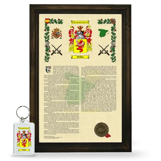 Medina Framed Armorial History and Keychain - Brown