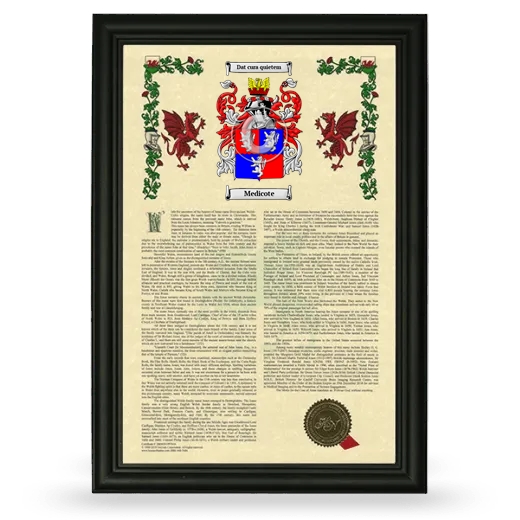 Medicote Armorial History Framed - Black