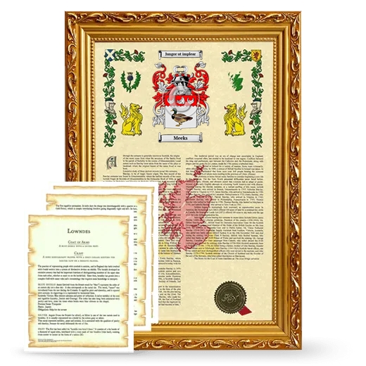 Meeks Framed Armorial History and Symbolism - Gold