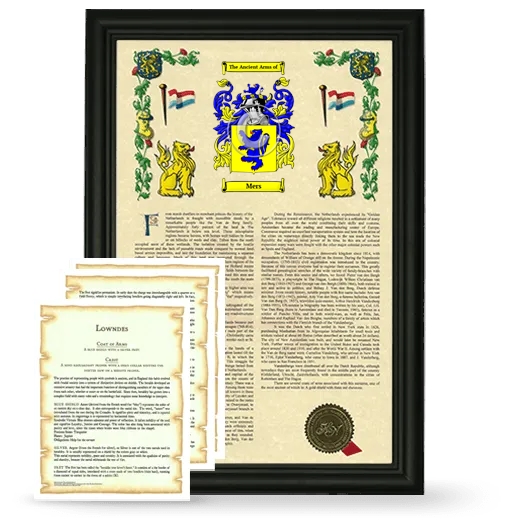 Mers Framed Armorial History and Symbolism - Black