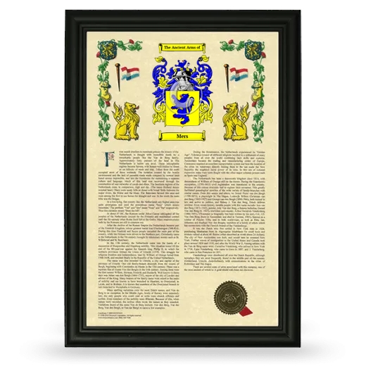 Mers Armorial History Framed - Black