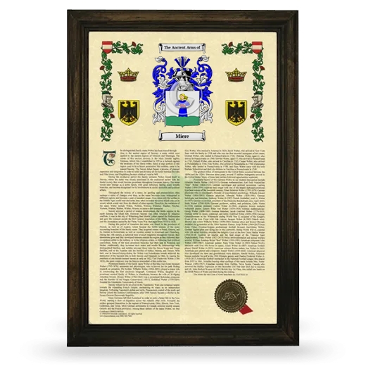 Miere Armorial History Framed - Brown