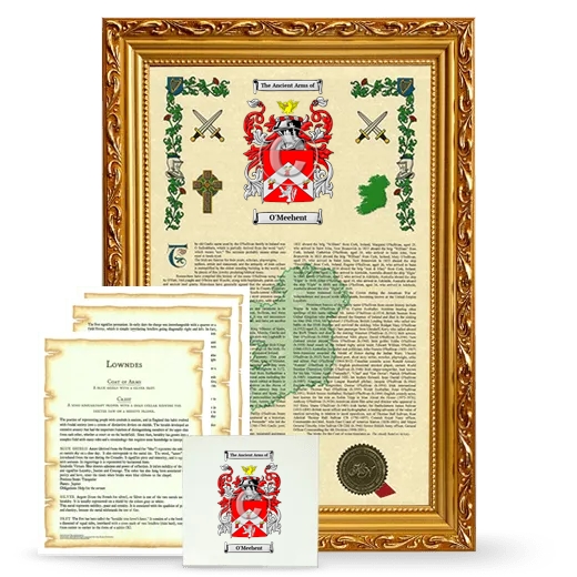 O'Meehent Framed Armorial, Symbolism and Large Tile - Gold