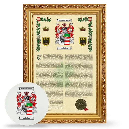 Mahnken Framed Armorial History and Mouse Pad - Gold