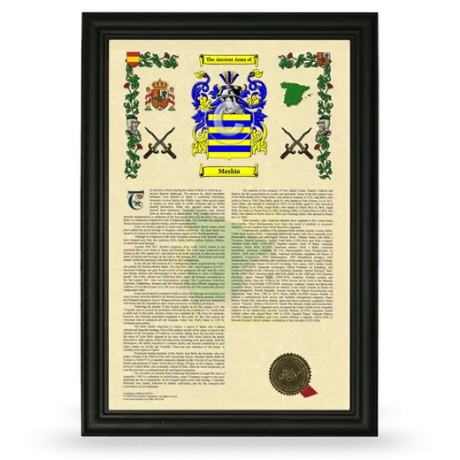 Mashia Armorial History Framed - Black