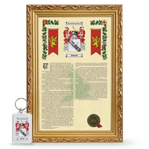 Meluish Framed Armorial History and Keychain - Gold