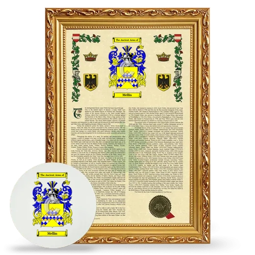 Mellin Framed Armorial History and Mouse Pad - Gold