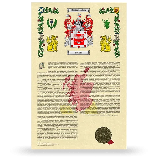 Mellin Armorial History with Coat of Arms