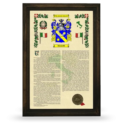 Mecarelli Armorial History Framed - Brown