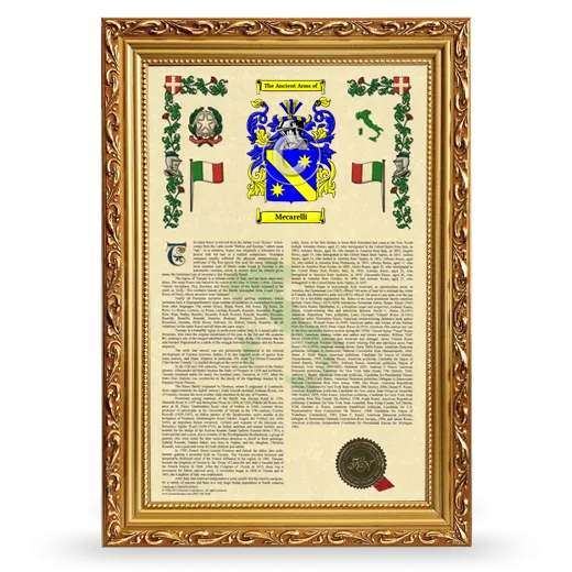 Mecarelli Armorial History Framed - Gold