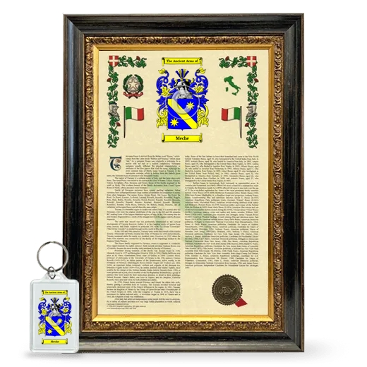 Meche Framed Armorial History and Keychain - Heirloom
