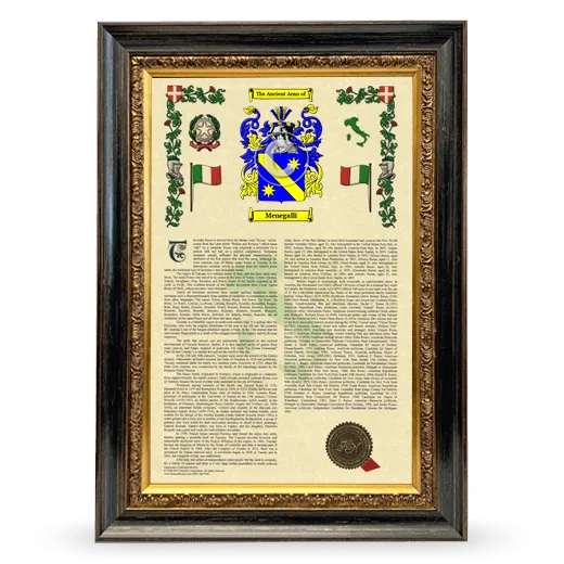 Menegalli Armorial History Framed - Heirloom