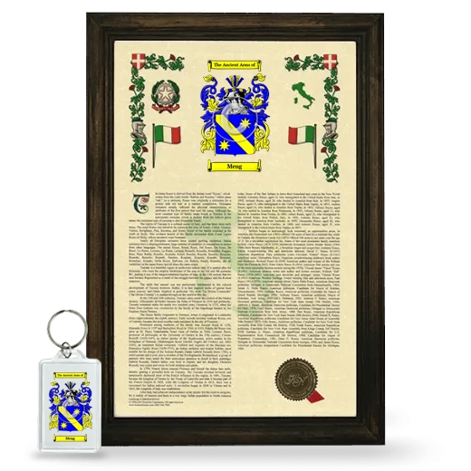 Meng Framed Armorial History and Keychain - Brown