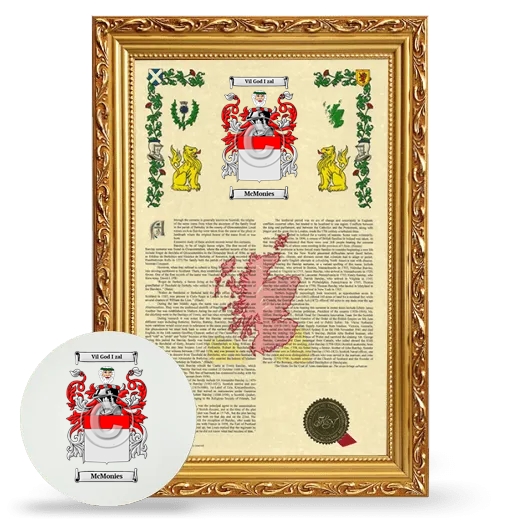 McMonies Framed Armorial History and Mouse Pad - Gold