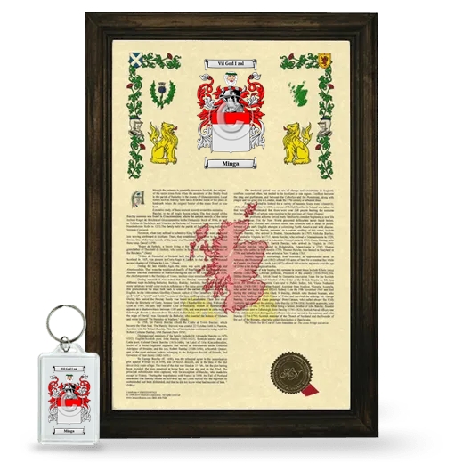 Minga Framed Armorial History and Keychain - Brown