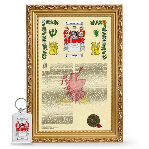 Minga Framed Armorial History and Keychain - Gold