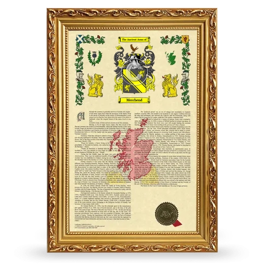 Merchend Armorial History Framed - Gold