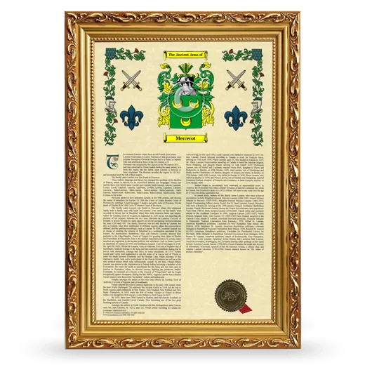 Mercerot Armorial History Framed - Gold