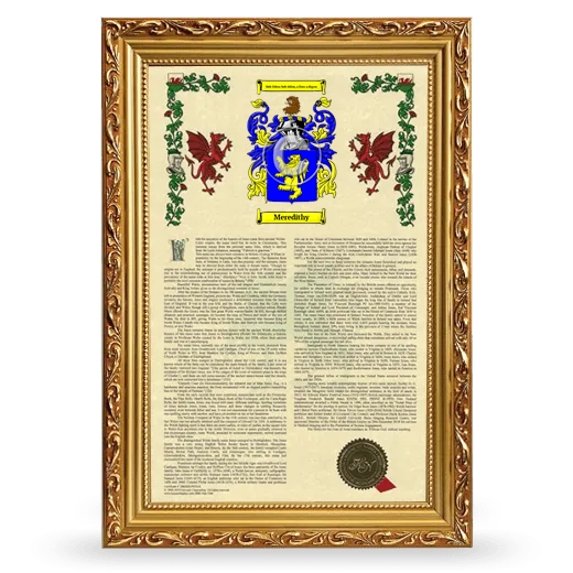 Meredithy Armorial History Framed - Gold