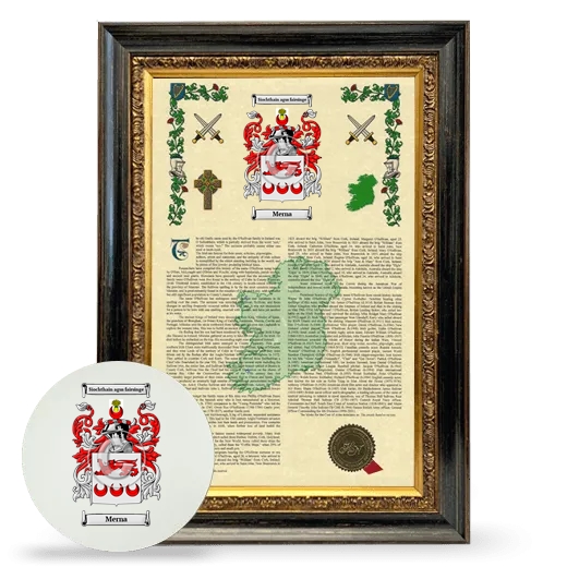 Merna Framed Armorial History and Mouse Pad - Heirloom