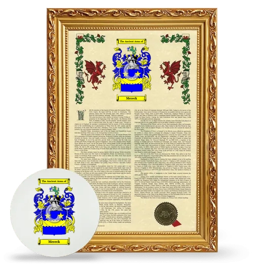 Mereck Framed Armorial History and Mouse Pad - Gold