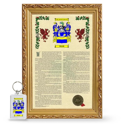 Meyrik Framed Armorial History and Keychain - Gold