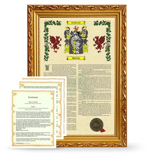 Merevin Framed Armorial History and Symbolism - Gold