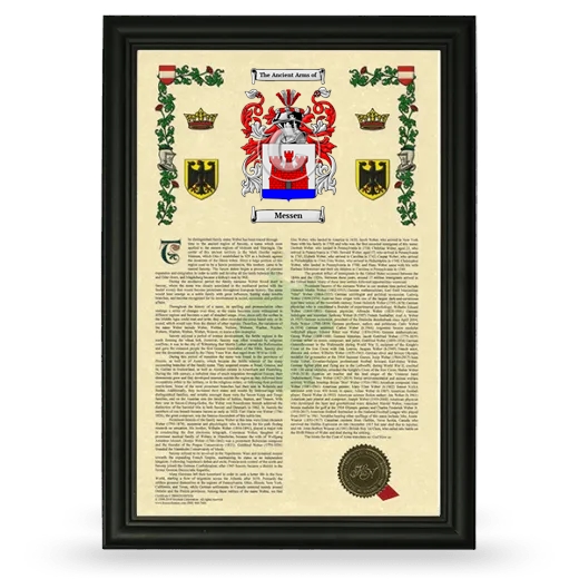 Messen Armorial History Framed - Black