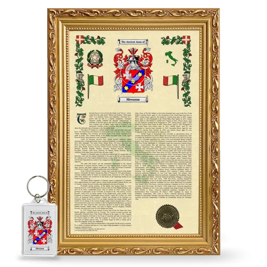 Messana Framed Armorial History and Keychain - Gold