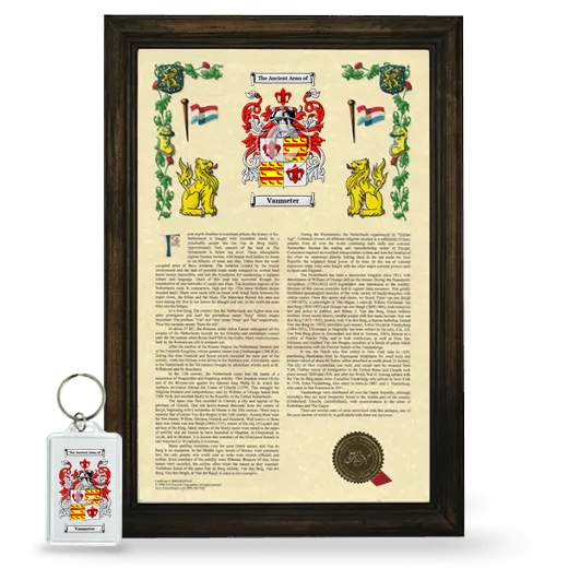 Vanmeter Framed Armorial History and Keychain - Brown