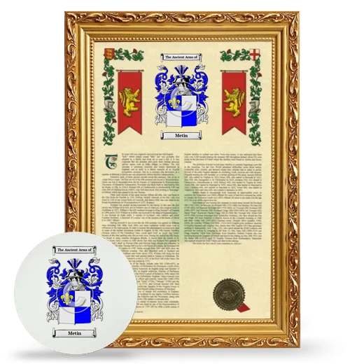 Metin Framed Armorial History and Mouse Pad - Gold