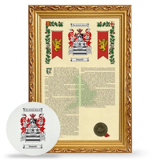 Demuth Framed Armorial History and Mouse Pad - Gold