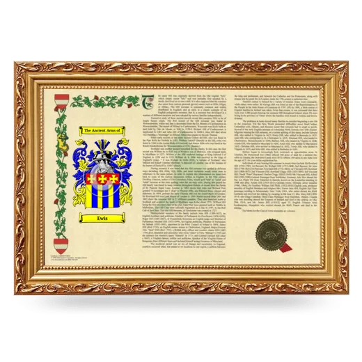 Ewis Armorial Landscape Framed - Gold