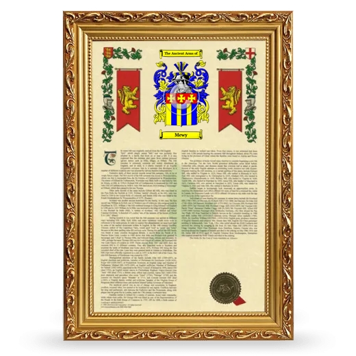Mewy Armorial History Framed - Gold