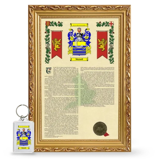 Maynoll Framed Armorial History and Keychain - Gold