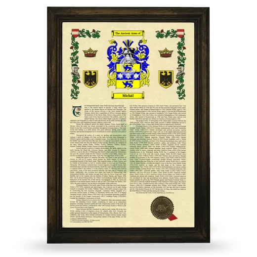 Michäl Armorial History Framed - Brown